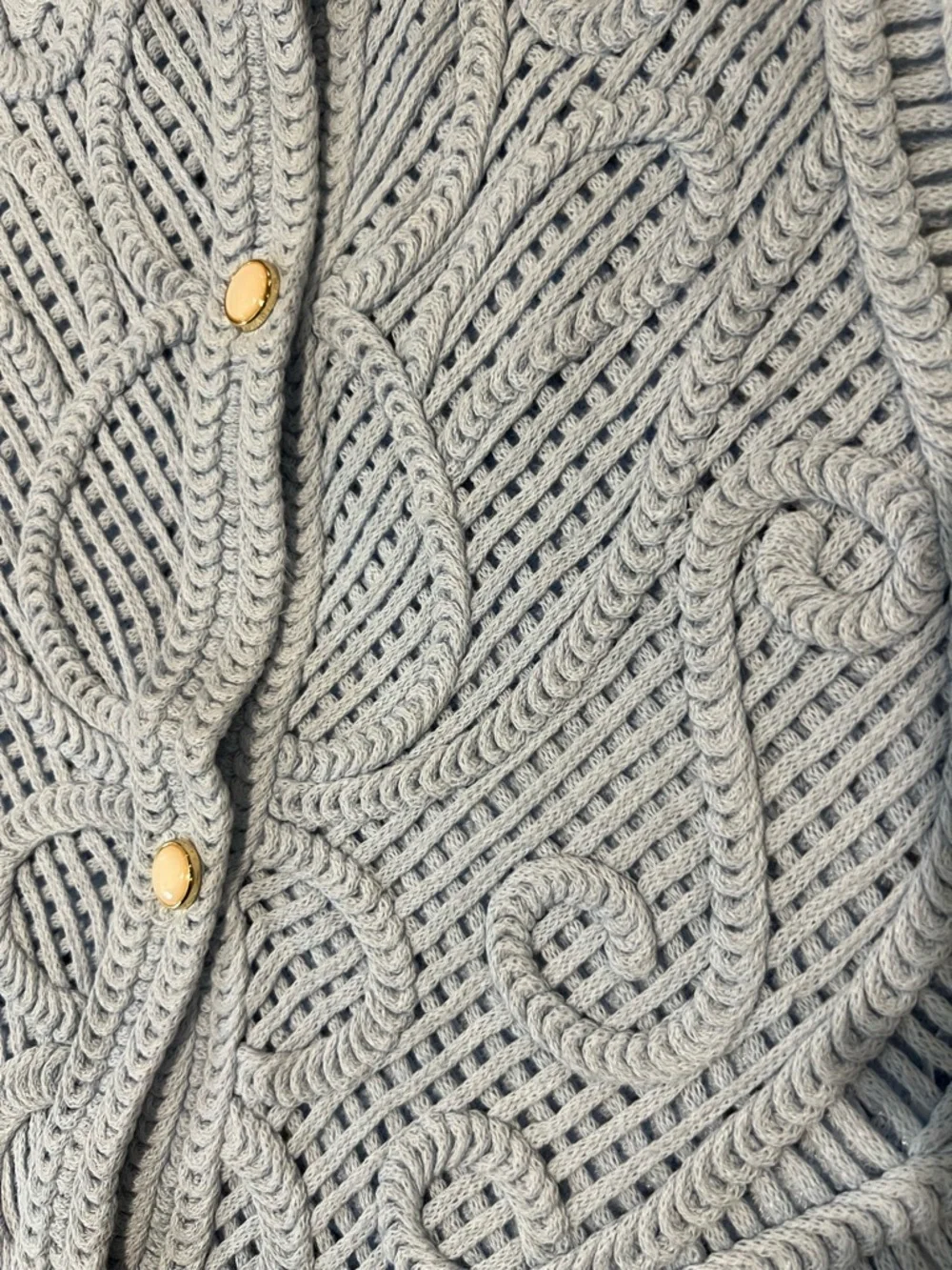 WHBM White House Black Market Blue Crochet Top Puff Sleeve Open Knit Cottagecore - Picture 12 of 14